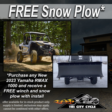 Purchase any new 2023 Yamaha RMAX 1000 and receive a free winch and snow plow with install